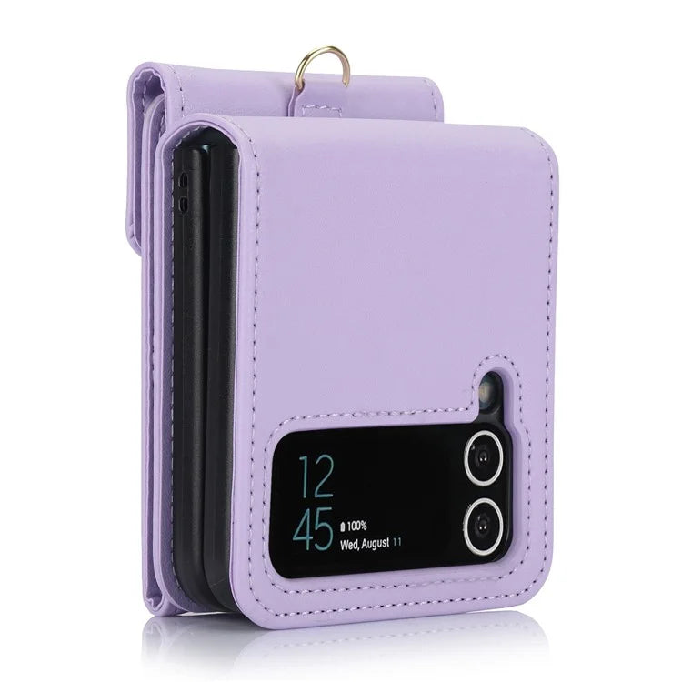 For Samsung Galaxy Z Flip4 5G Crossbody Phone Case RFID Blocking Card Holder Cover
