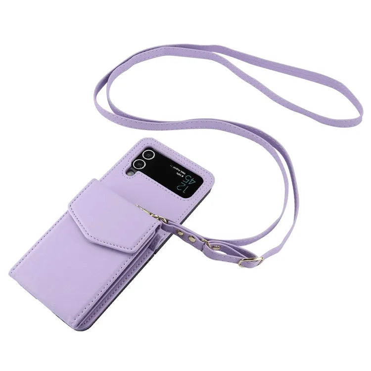 For Samsung Galaxy Z Flip4 5G Crossbody Phone Case RFID Blocking Card Holder Cover