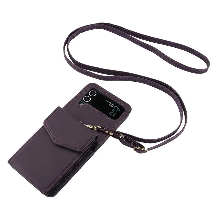 For Samsung Galaxy Z Flip4 5G Crossbody Phone Case RFID Blocking Card Holder Cover