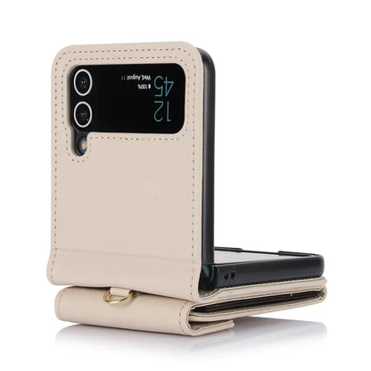 For Samsung Galaxy Z Flip4 5G Crossbody Phone Case RFID Blocking Card Holder Cover