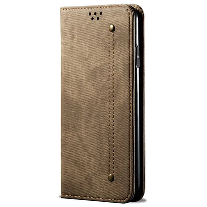 For Xiaomi Redmi Note 13 4G Leather Wallet Case Jeans Cloth Texture TPU Shockproof Shell