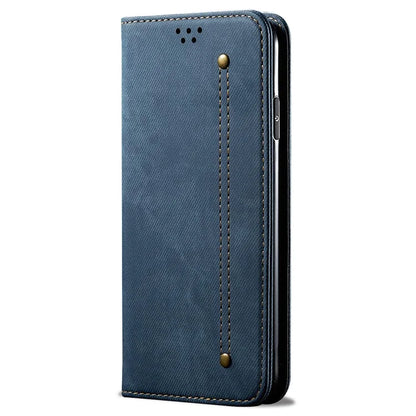 For Xiaomi Redmi Note 13 4G Leather Wallet Case Jeans Cloth Texture TPU Shockproof Shell