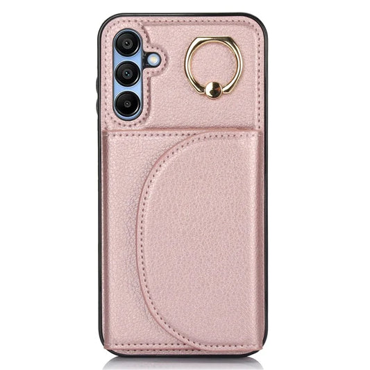 For Samsung Galaxy A15 4G / 5G Phone Case with RFID Blocking Card Slots Holder Ring Kickstand