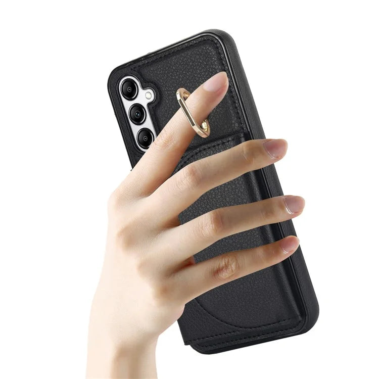 For Samsung Galaxy A54 5G Phone Case Ring Holder Card Slots PU Leather Back Cover