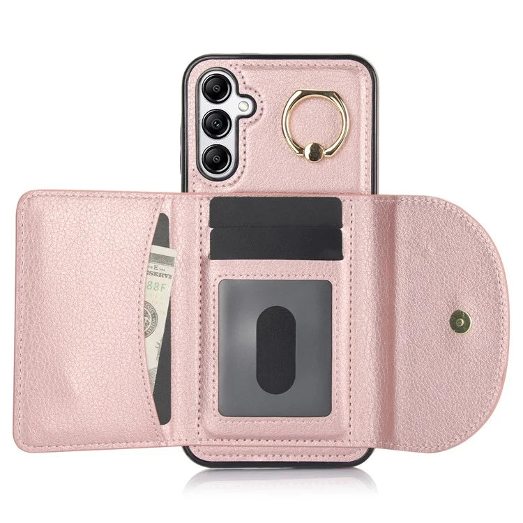 For Samsung Galaxy A54 5G Phone Case Ring Holder Card Slots PU Leather Back Cover