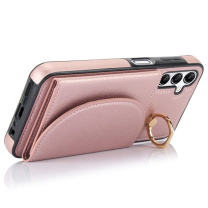For Samsung Galaxy A54 5G Phone Case Ring Holder Card Slots PU Leather Back Cover