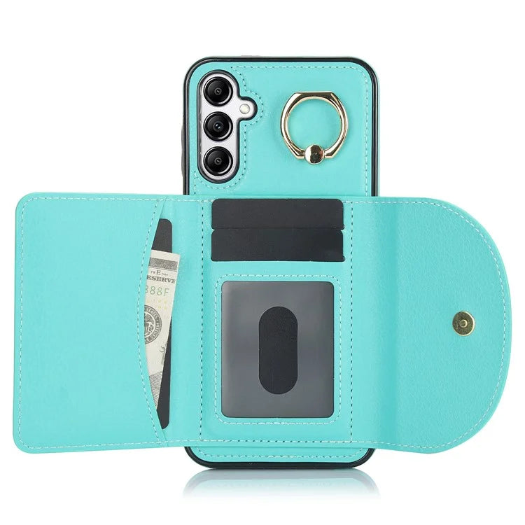 For Samsung Galaxy A54 5G Phone Case Ring Holder Card Slots PU Leather Back Cover