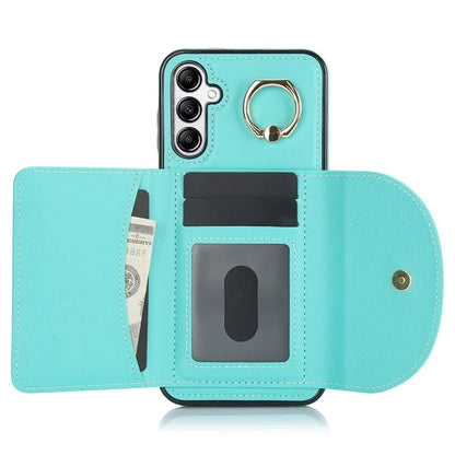 For Samsung Galaxy A54 5G Phone Case Ring Holder Card Slots PU Leather Back Cover