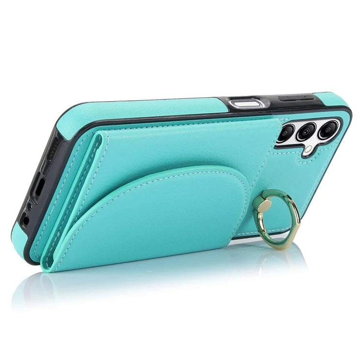 For Samsung Galaxy A54 5G Phone Case Ring Holder Card Slots PU Leather Back Cover