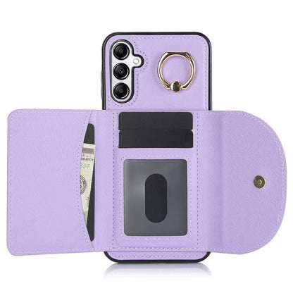 For Samsung Galaxy A54 5G Phone Case Ring Holder Card Slots PU Leather Back Cover