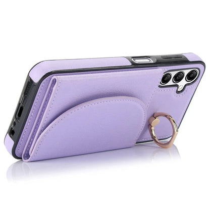For Samsung Galaxy A54 5G Phone Case Ring Holder Card Slots PU Leather Back Cover