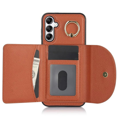 For Samsung Galaxy A54 5G Phone Case Ring Holder Card Slots PU Leather Back Cover