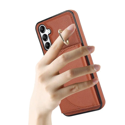 For Samsung Galaxy A54 5G Phone Case Ring Holder Card Slots PU Leather Back Cover