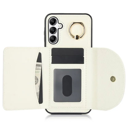 For Samsung Galaxy A54 5G Phone Case Ring Holder Card Slots PU Leather Back Cover