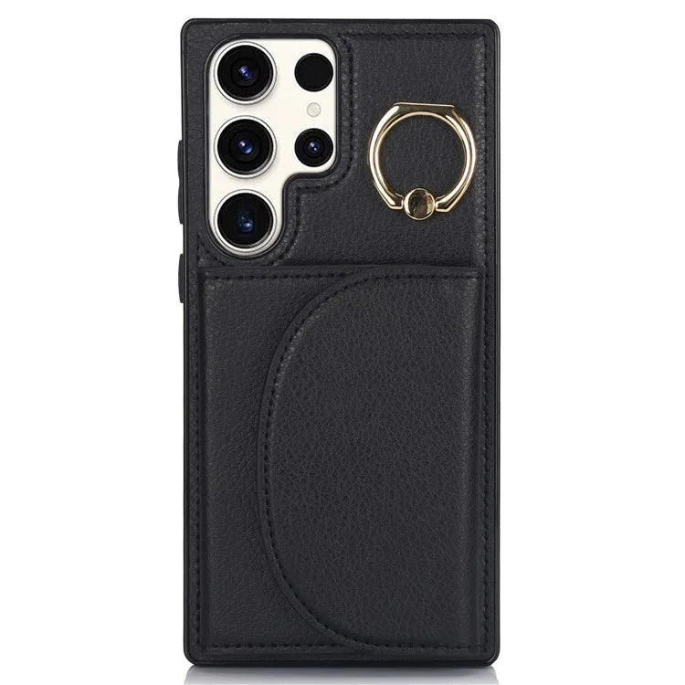 For Samsung Galaxy S23 Ultra Kickstand Phone Case RFID Blocking Card Slots Holder