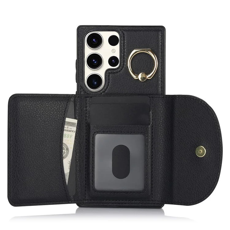 For Samsung Galaxy S23 Ultra Kickstand Phone Case RFID Blocking Card Slots Holder
