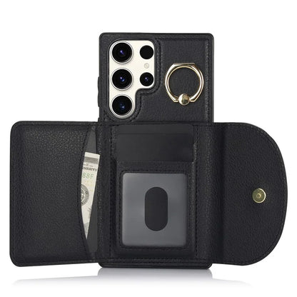 For Samsung Galaxy S23 Ultra Kickstand Phone Case RFID Blocking Card Slots Holder