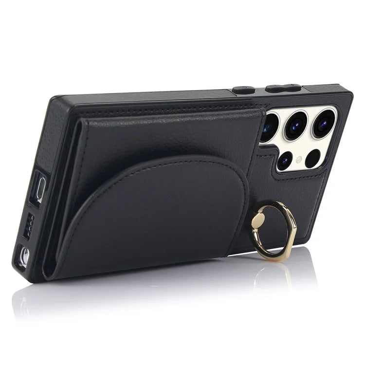 For Samsung Galaxy S23 Ultra Kickstand Phone Case RFID Blocking Card Slots Holder