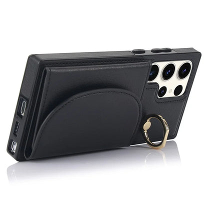 For Samsung Galaxy S23 Ultra Kickstand Phone Case RFID Blocking Card Slots Holder