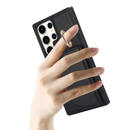 For Samsung Galaxy S23 Ultra Kickstand Phone Case RFID Blocking Card Slots Holder