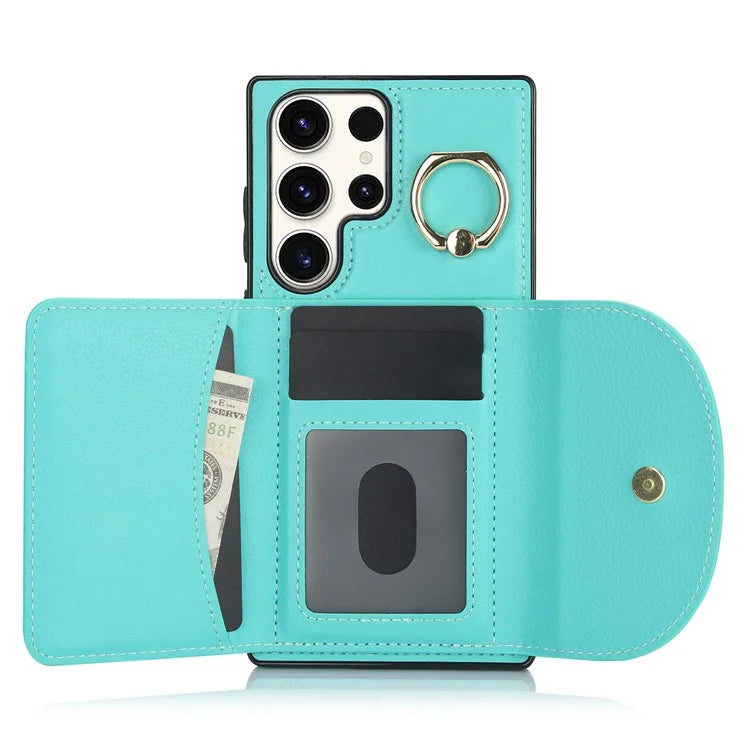 For Samsung Galaxy S23 Ultra Kickstand Phone Case RFID Blocking Card Slots Holder