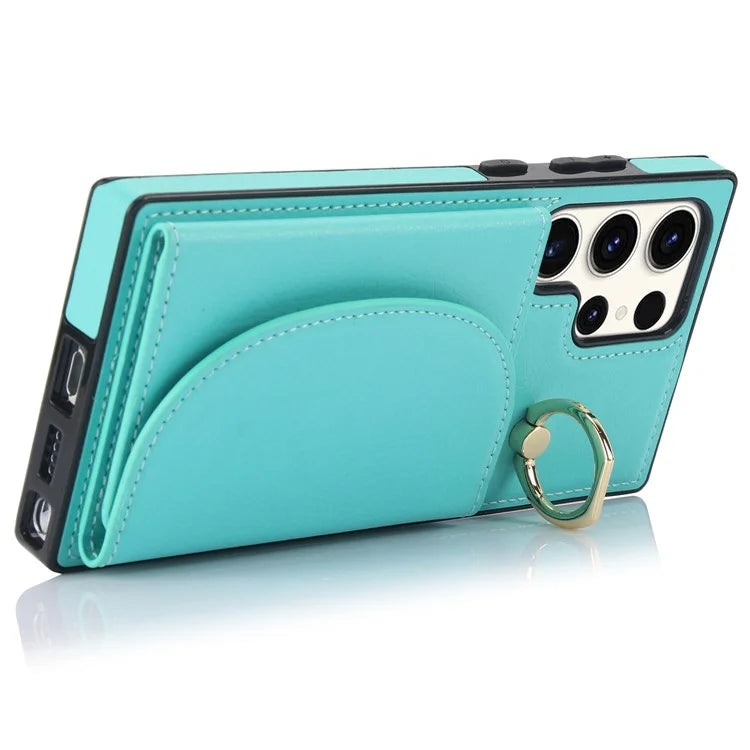 For Samsung Galaxy S23 Ultra Kickstand Phone Case RFID Blocking Card Slots Holder