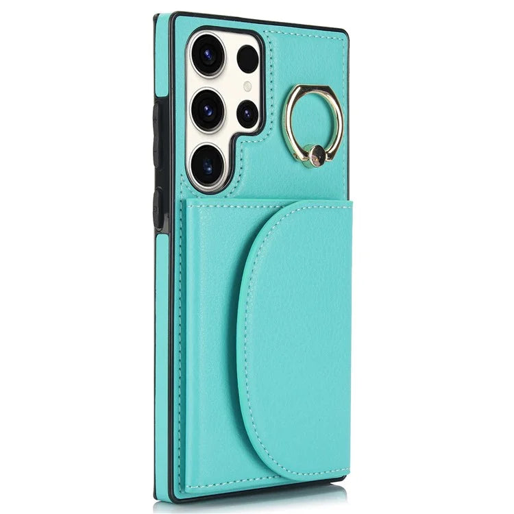 For Samsung Galaxy S23 Ultra Kickstand Phone Case RFID Blocking Card Slots Holder