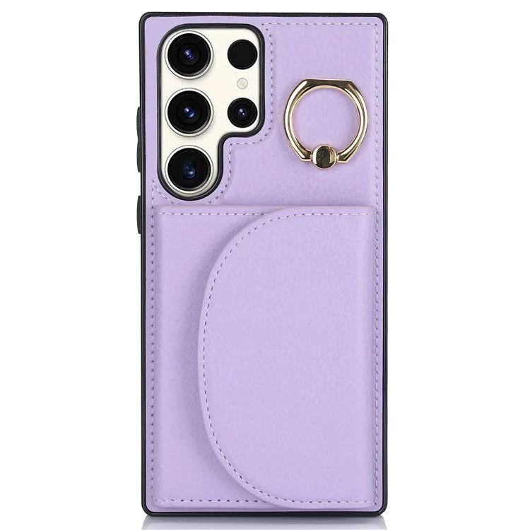 For Samsung Galaxy S23 Ultra Kickstand Phone Case RFID Blocking Card Slots Holder