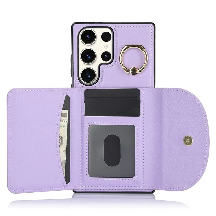 For Samsung Galaxy S23 Ultra Kickstand Phone Case RFID Blocking Card Slots Holder
