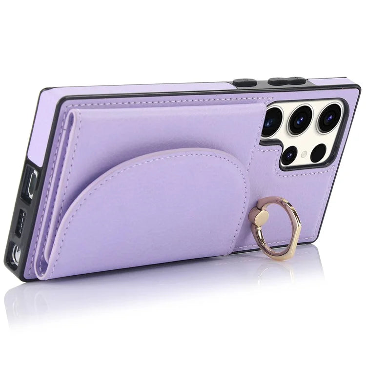 For Samsung Galaxy S23 Ultra Kickstand Phone Case RFID Blocking Card Slots Holder
