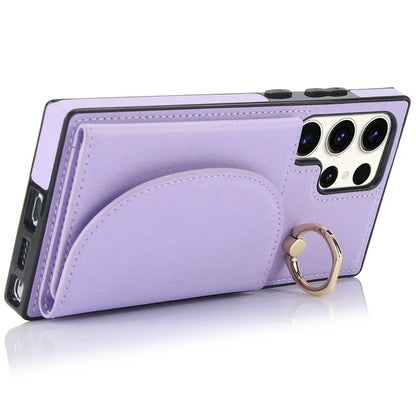 For Samsung Galaxy S23 Ultra Kickstand Phone Case RFID Blocking Card Slots Holder