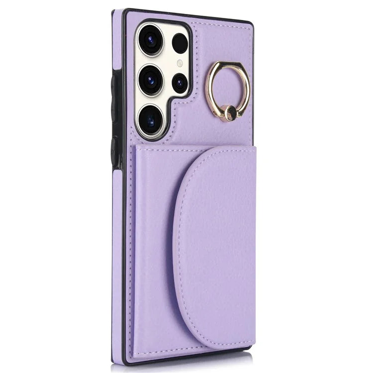 For Samsung Galaxy S23 Ultra Kickstand Phone Case RFID Blocking Card Slots Holder