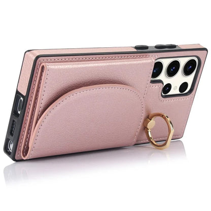 For Samsung Galaxy S23 Ultra Kickstand Phone Case RFID Blocking Card Slots Holder