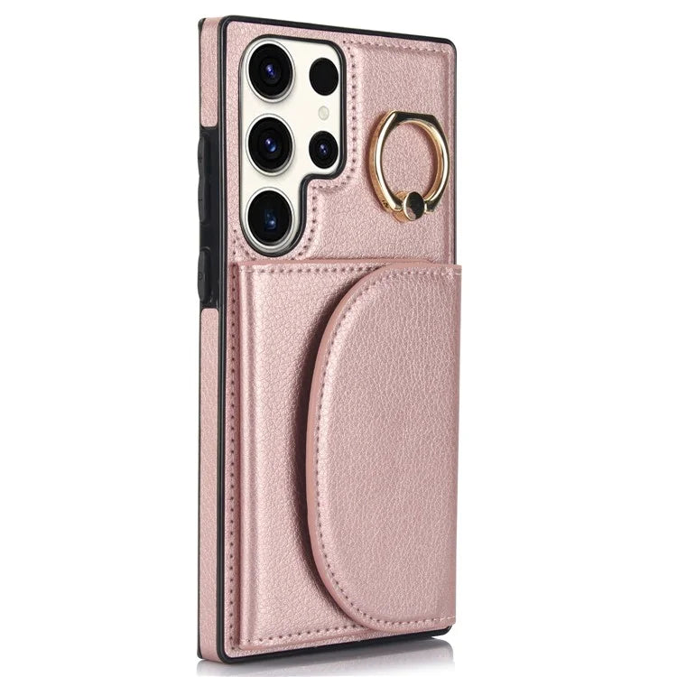 For Samsung Galaxy S23 Ultra Kickstand Phone Case RFID Blocking Card Slots Holder