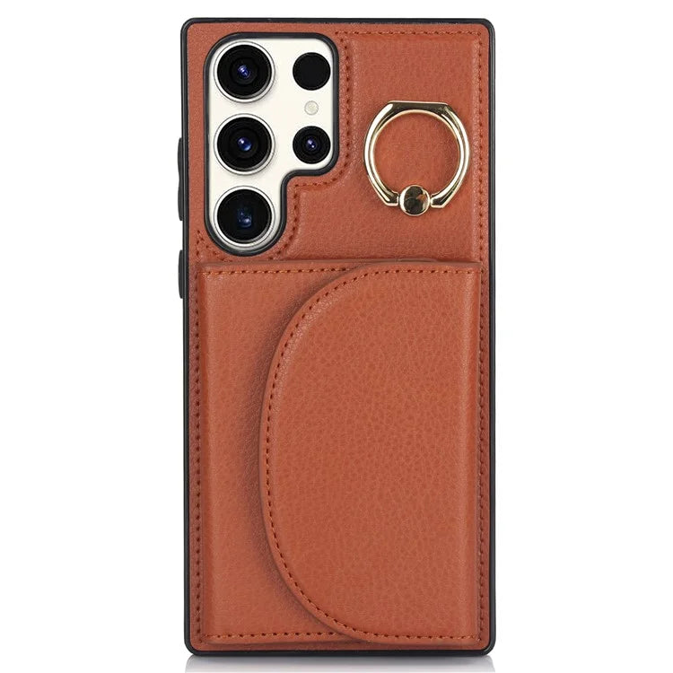 For Samsung Galaxy S23 Ultra Kickstand Phone Case RFID Blocking Card Slots Holder