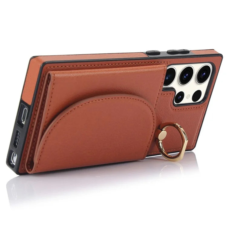 For Samsung Galaxy S23 Ultra Kickstand Phone Case RFID Blocking Card Slots Holder