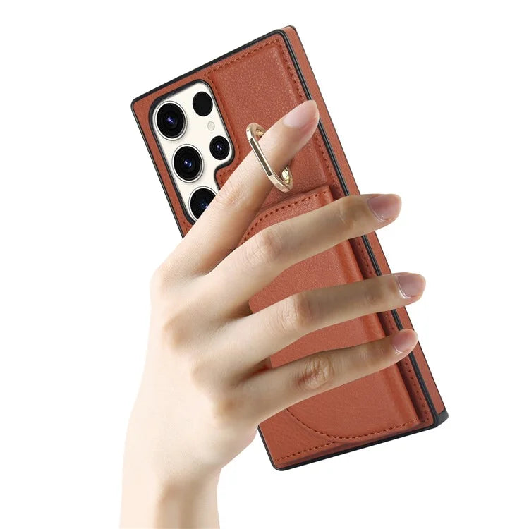 For Samsung Galaxy S23 Ultra Kickstand Phone Case RFID Blocking Card Slots Holder