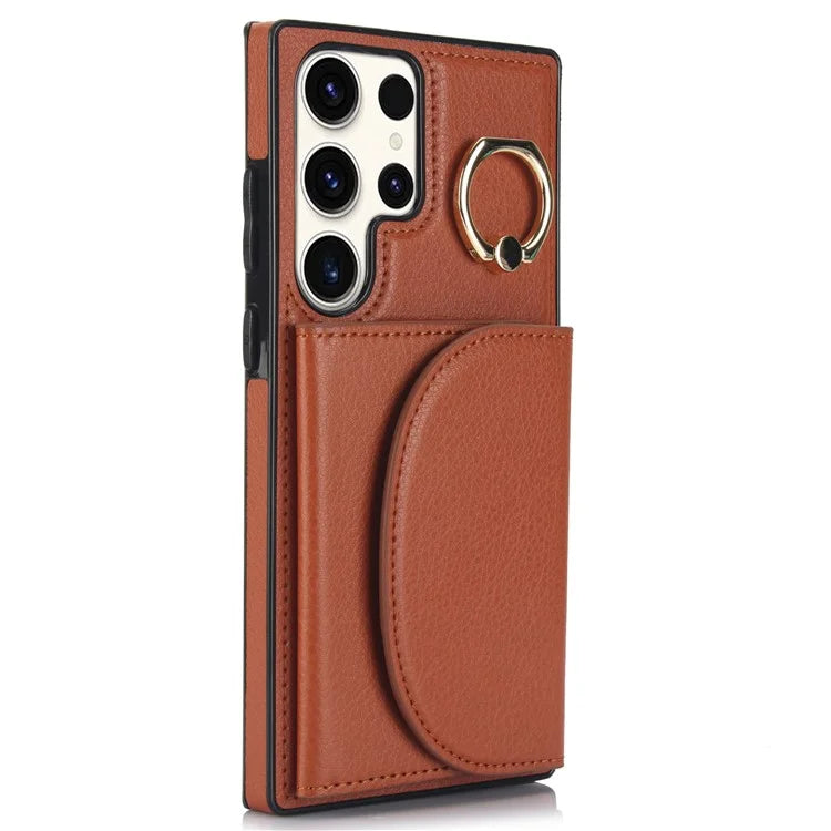 For Samsung Galaxy S23 Ultra Kickstand Phone Case RFID Blocking Card Slots Holder