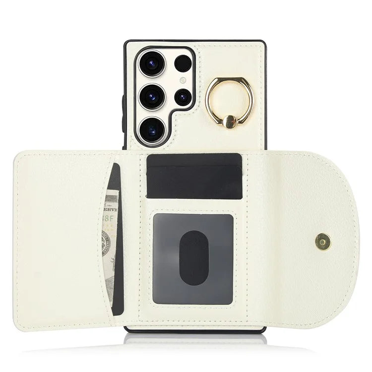 For Samsung Galaxy S23 Ultra Kickstand Phone Case RFID Blocking Card Slots Holder