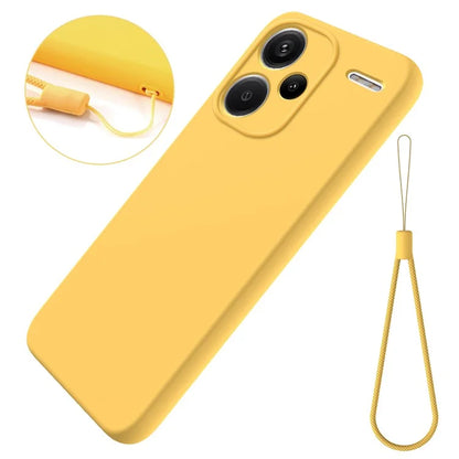 For Xiaomi Redmi Note 13 Pro+ 5G Liquid Silicone Phone Case with Strap Raised Edge