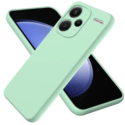 For Xiaomi Redmi Note 13 Pro+ 5G Liquid Silicone Phone Case with Strap Raised Edge