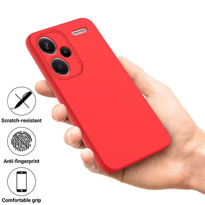 For Xiaomi Redmi Note 13 Pro+ 5G Liquid Silicone Phone Case with Strap Raised Edge