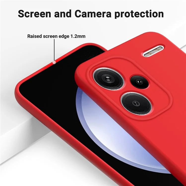 For Xiaomi Redmi Note 13 Pro+ 5G Liquid Silicone Phone Case with Strap Raised Edge