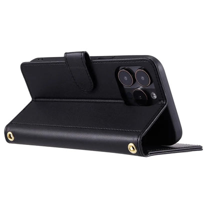 For iPhone 15 Pro Max Leather Case Stitching Rhombus Grid Stand Wallet Cover