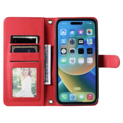 For iPhone 15 Pro Max Leather Case Stitching Rhombus Grid Stand Wallet Cover