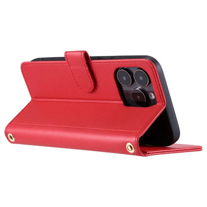 For iPhone 15 Pro Max Leather Case Stitching Rhombus Grid Stand Wallet Cover