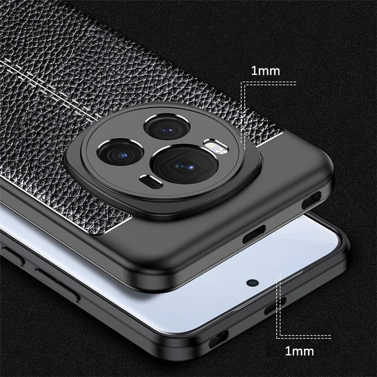 For Honor Magic6 5G TPU Case Litchi Texture Phone Back Cover Protector