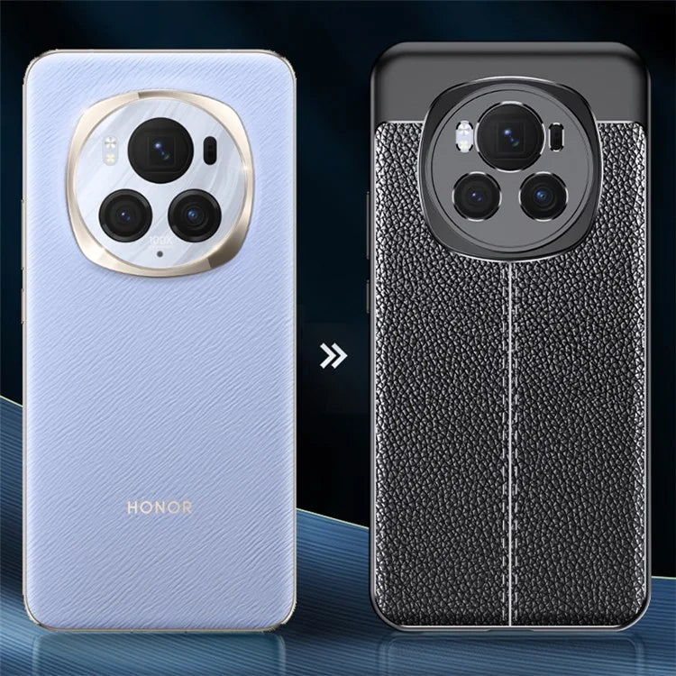 For Honor Magic6 5G TPU Case Litchi Texture Phone Back Cover Protector
