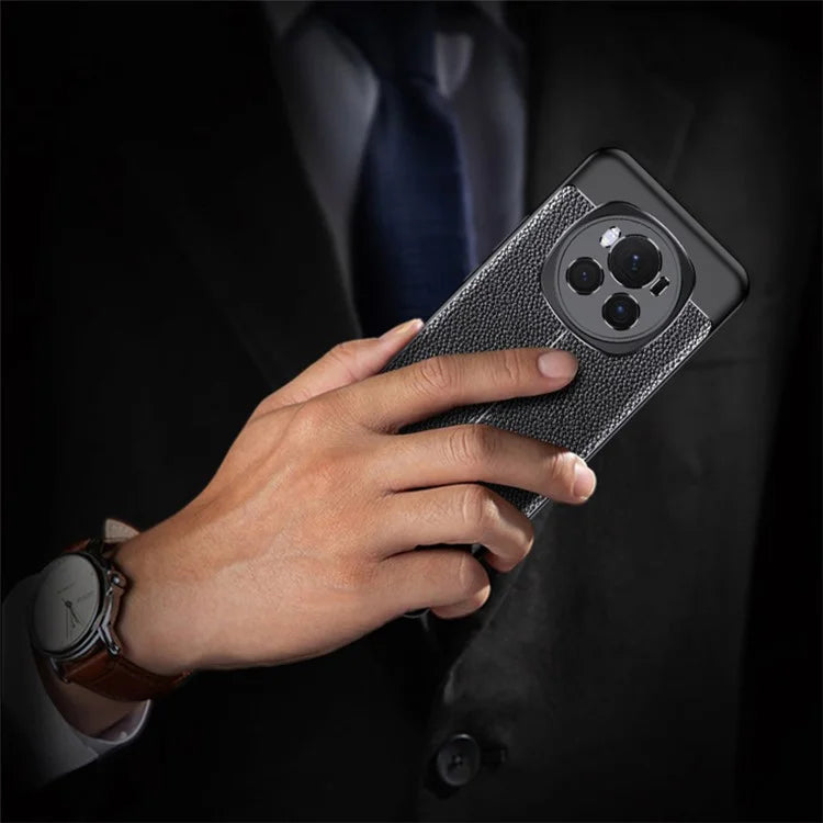 For Honor Magic6 5G TPU Case Litchi Texture Phone Back Cover Protector