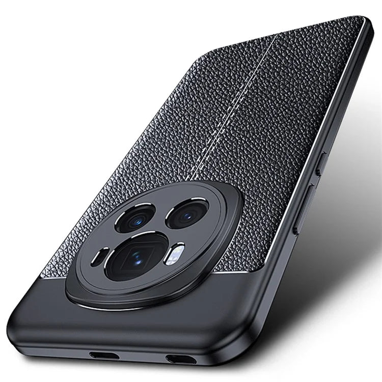 For Honor Magic6 Pro 5G Back Case Litchi Texture Soft PU Phone Protective Cover